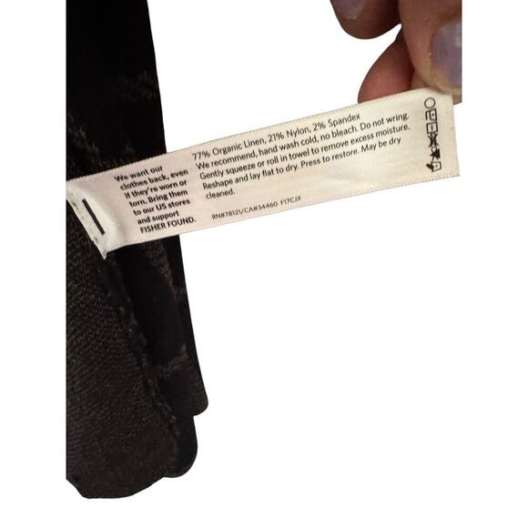 Eileen Fisher XS Open Front Cardigan Jacket black gray Windowpane Check Linen bl - Picture 5 of 11